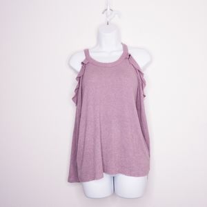 American Eagle Cold Shoulder Top Purple Size Small Long Sleeve Shirt